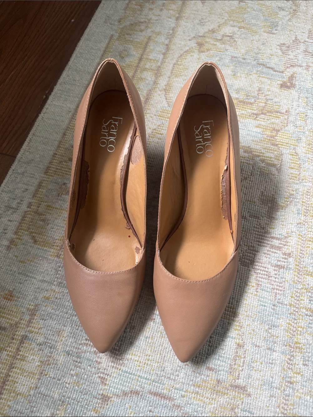 Franco Sarto Frankie Tan Pointed-Toe Leather Wedges